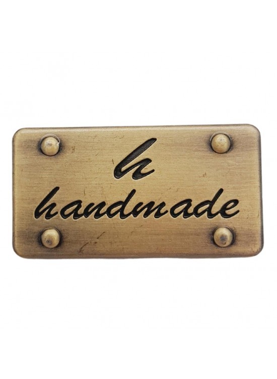 Çanta Aksesuar Handmade Yazılı Metal Etiket 3.7x2 cm Plaka Süs Antik Renk Çanta Aksesuar Handmade Yazılı Metal Etiket 3.7x2 cm Plaka Süs Antik Renk