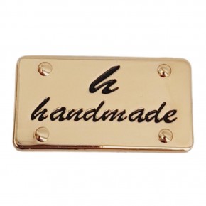 Çanta Aksesuar Handmade Yazılı Metal Etiket 3.7x2 cm Plaka Süs Light Gold Renk