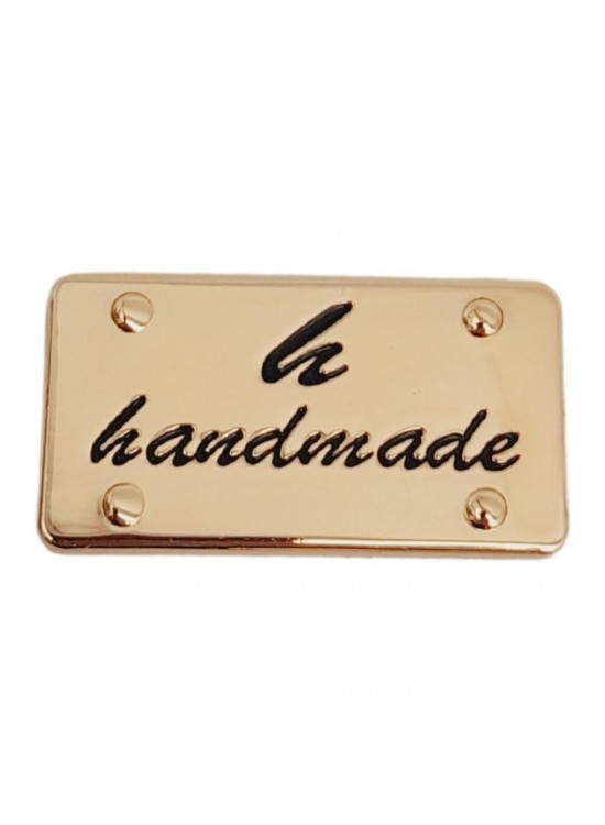 Çanta Aksesuar Handmade Yazılı Metal Etiket 3.7x2 cm Plaka Süs Light Gold Renk