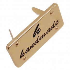 Çanta Aksesuar Handmade Yazılı Metal Etiket 3.7x2 cm Plaka Süs Light Gold Renk