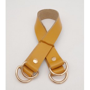 Çanta Aksesuar Hardal Gerçek Deri 37X2.3 Cm Çift Çanta Sapı Light Gold Metalli