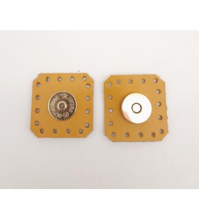 Çanta Aksesuar Hardal Gerçek Derili Kare Mıknatıslı Çıtçıt Light Gold Metalli