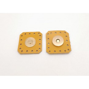 Çanta Aksesuar Hardal Gerçek Derili Kare Mıknatıslı Çıtçıt Light Gold Metalli