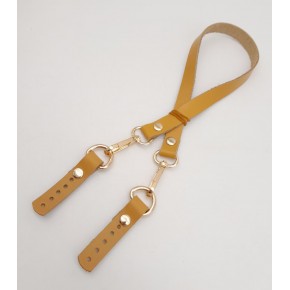 Çanta Aksesuar Hardal Renk 60x1.5 cm Gerçek Deri Çanta Sapı Light Gold Metalli