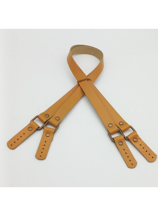 Çanta Aksesuar Hardal Renk Karedört Model Gerçek Deri Çanta Sapı (Antik Metal)