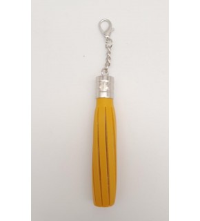 Çanta Aksesuar Hardal Renk Suni Deri Kovanlı Püskül Gümüş Metalli