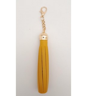 Çanta Aksesuar Hardal Renk Suni Deri Kovanlı Püskül Light Gold Metalli