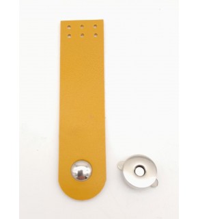 Çanta Aksesuar Hardal Renk Tek Kat Suni Deri Kapak 10.5x2.5 cm Gümüş Metal