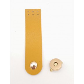 Çanta Aksesuar Hardal Renk Tek Kat Suni Deri Kapak 10.5x2.5 cm Light Gold Metal