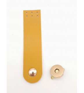 Çanta Aksesuar Hardal Renk Tek Kat Suni Deri Kapak 10.5x2.5 cm Light Gold Metal