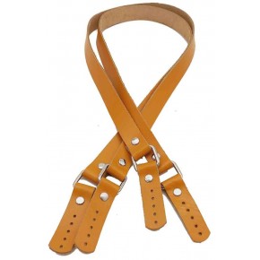 Çanta Aksesuar Hardal Sarı Renk Karedört Model Gerçek Deri Çanta Sapı (Gümüş Metal)