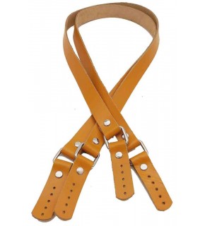 Çanta Aksesuar Hardal Sarı Renk Karedört Model Gerçek Deri Çanta Sapı (Gümüş Metal)