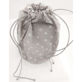 Çanta Aksesuar Hazır Kova Çanta Astarı Gri Üzeri Kurdele Desen