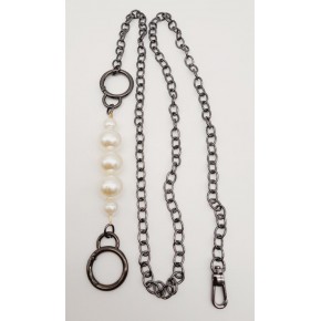 Çanta Aksesuar İncili Kulaklı Yaylı Halkalı 120 cm Çanta Zinciri Füme Renk