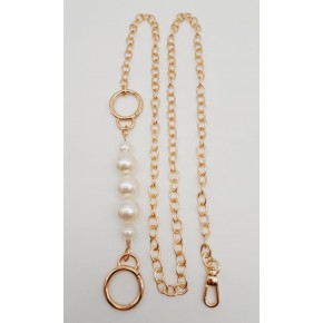 Çanta Aksesuar İncili Kulaklı Yaylı Halkalı 120 cm Çanta Zinciri Light Gold