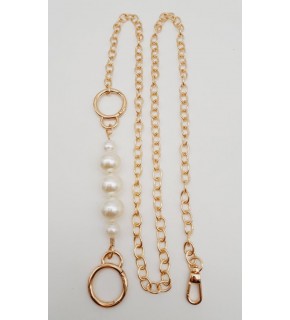 Çanta Aksesuar İncili Kulaklı Yaylı Halkalı 120 cm Çanta Zinciri Light Gold