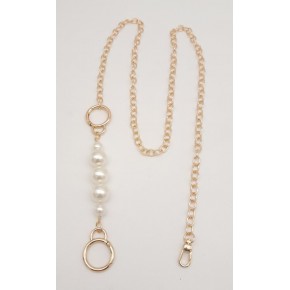 Çanta Aksesuar İncili Kulaklı Yaylı Halkalı 120 cm Çanta Zinciri Light Gold