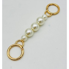 Çanta Aksesuar İncili Light Gold Renk  Halkalı Kulpluk 1 Adet 17 cm