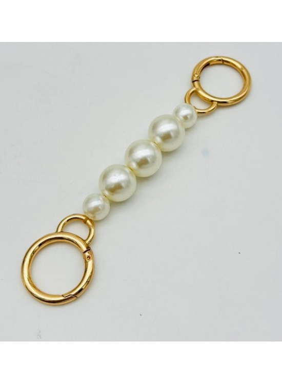 Çanta Aksesuar İncili Light Gold Renk Halkalı Kulpluk 1 Adet 17 cm Çanta Aksesuar İncili Light Gold Renk Halkalı Kulpluk 1 Adet 17 cm