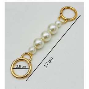 Çanta Aksesuar İncili Light Gold Renk  Halkalı Kulpluk 1 Adet 17 cm