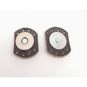 Çanta Aksesuar Kahverengi Gerçek Derili Oval Kenar Mıknatıslı Çıtçıt Gümüş Metalli