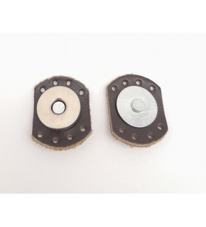 Çanta Aksesuar Kahverengi Gerçek Derili Oval Kenar Mıknatıslı Çıtçıt Gümüş Metalli