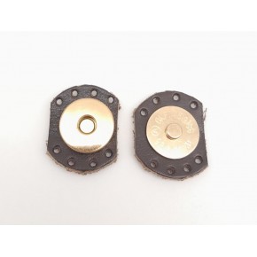 Çanta Aksesuar Kahverengi Gerçek Derili Oval Kenar Mıknatıslı Çıtçıt Light Gold Metalli