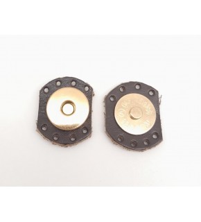 Çanta Aksesuar Kahverengi Gerçek Derili Oval Kenar Mıknatıslı Çıtçıt Light Gold Metalli