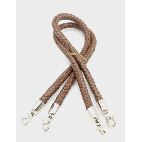 Çanta Aksesuar Kahverengi Örme Çanta Sapı Gümüş Metal