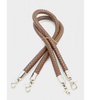 Çanta Aksesuar Kahverengi Örme Çanta Sapı Gümüş Metal