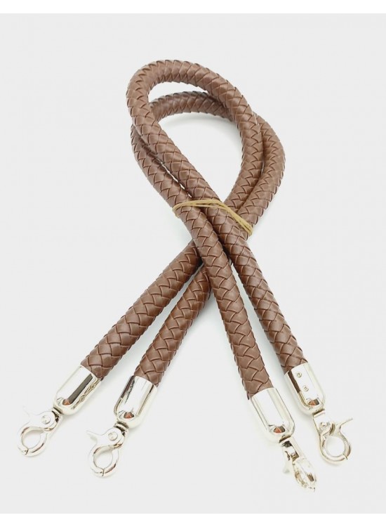 Çanta Aksesuar Kahverengi Örme Çanta Sapı Gümüş Metal Çanta Aksesuar Kahverengi Örme Çanta Sapı Gümüş Metal