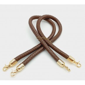 Çanta Aksesuar Kahverengi Örme Çanta Sapı Light Gold Metal