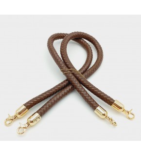 Çanta Aksesuar Kahverengi Örme Çanta Sapı Light Gold Metal