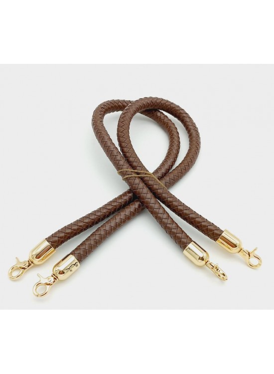 Çanta Aksesuar Kahverengi Örme Çanta Sapı Light Gold Metal Çanta Aksesuar Kahverengi Örme Çanta Sapı Light Gold Metal