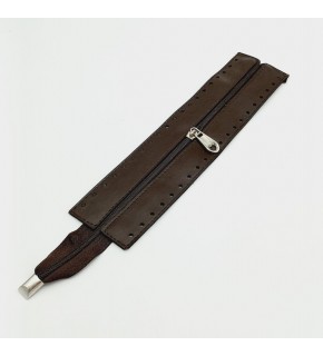 Çanta Aksesuar Kahverengi Renk 28 Cm Derili Fermuar Gümüş Metalli