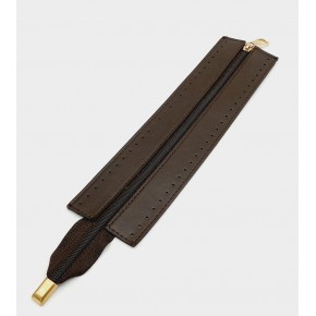 Çanta Aksesuar Kahverengi Renk 28 Cm Derili Fermuar Light Gold Metalli