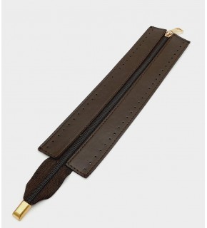 Çanta Aksesuar Kahverengi Renk 28 Cm Derili Fermuar Light Gold Metalli