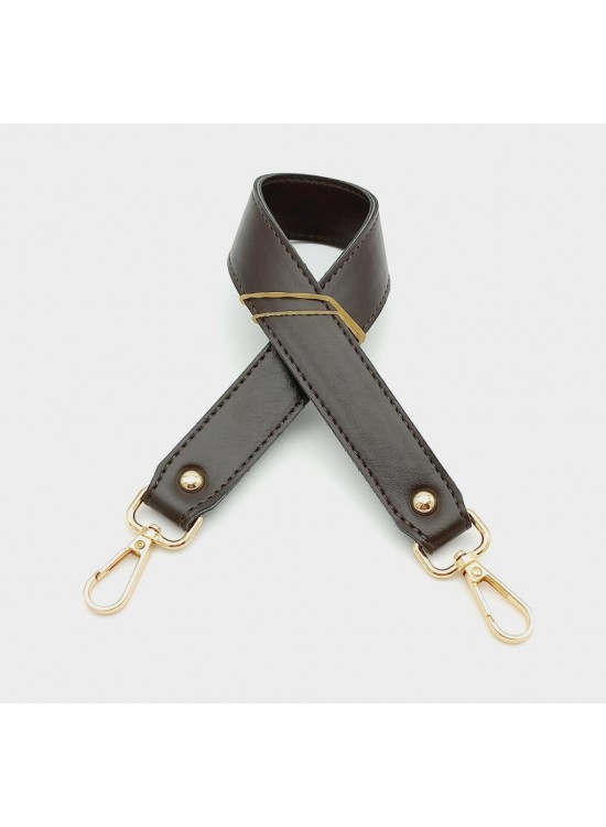Çanta Aksesuar Kahverengi Renk 42X2.5 Cm Kancalı Sap Light Gold Metalli
