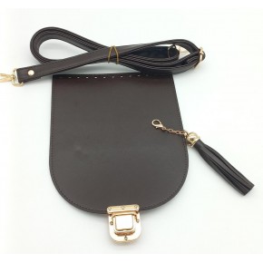 Çanta Aksesuar Kahverengi Suni Deri 125X2 Cm Sürgütlü Çanta Saplı Püsküllü Çanta Seti Light Gold Metal