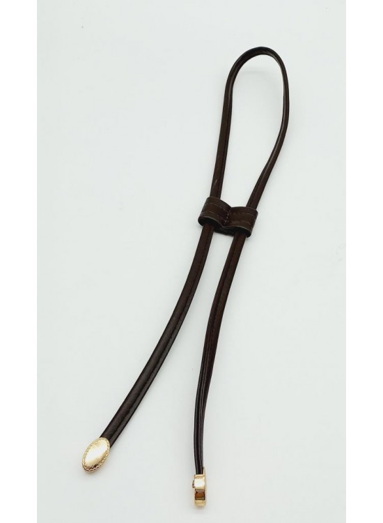 Çanta Aksesuar Kahverengi Suni Deri Dikişli Büzgü Light Gold Metalli