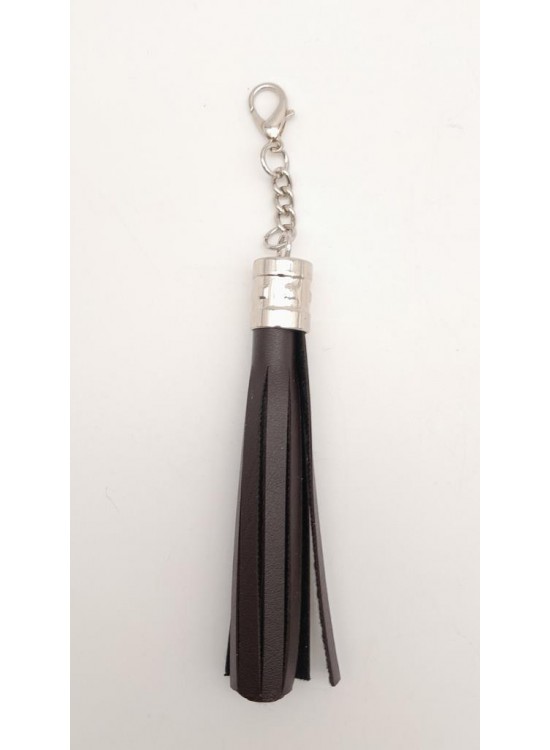 Çanta Aksesuar Kahverengi Suni Deri Kovanlı Püskül Gümüş Metalli