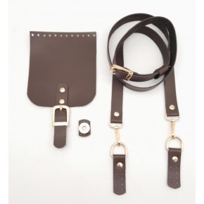 Çanta Aksesuar Kahverengi Tek Kat Suni Deri 130x2 cm Ayarlı Saplı Çanta Seti Light Gold Metalli