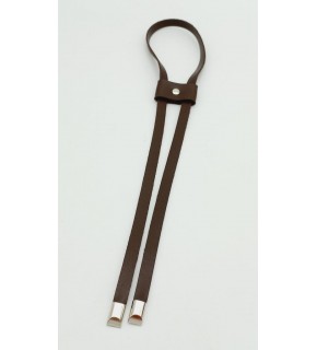 Çanta Aksesuar Kahverengi Tek Kat Suni Deri Büzgü Gümüş Metalli