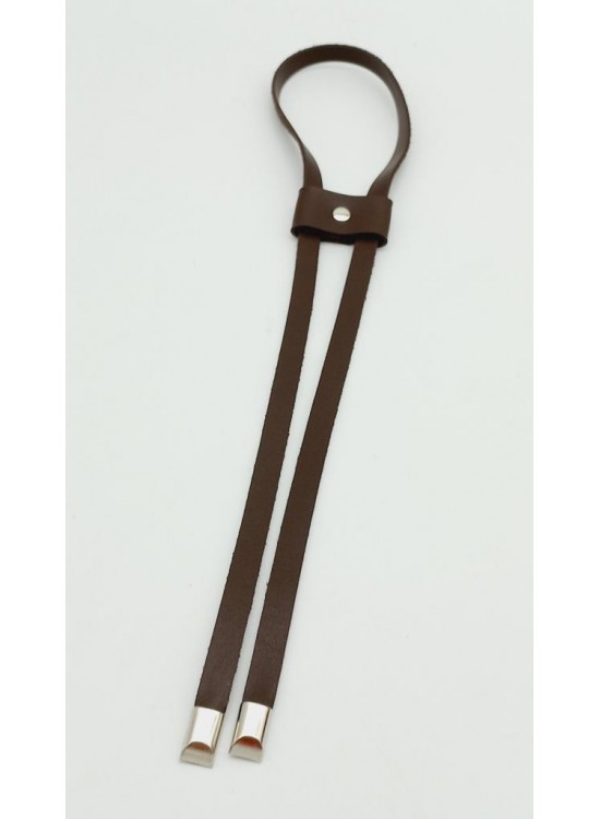 Çanta Aksesuar Kahverengi Tek Kat Suni Deri Büzgü Gümüş Metalli