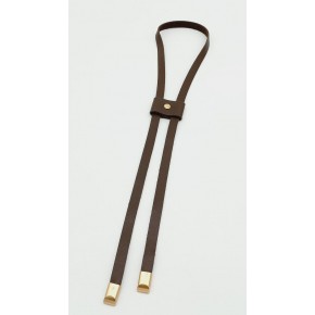 Çanta Aksesuar Kahverengi Tek Kat Suni Deri Büzgü Light Gold Metalli