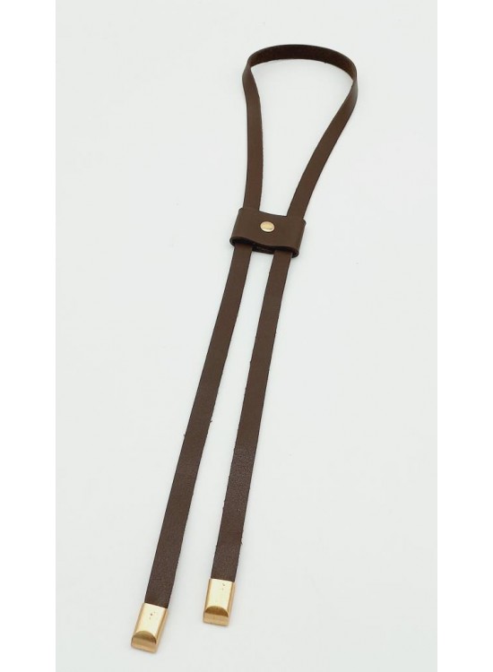 Çanta Aksesuar Kahverengi Tek Kat Suni Deri Büzgü Light Gold Metalli