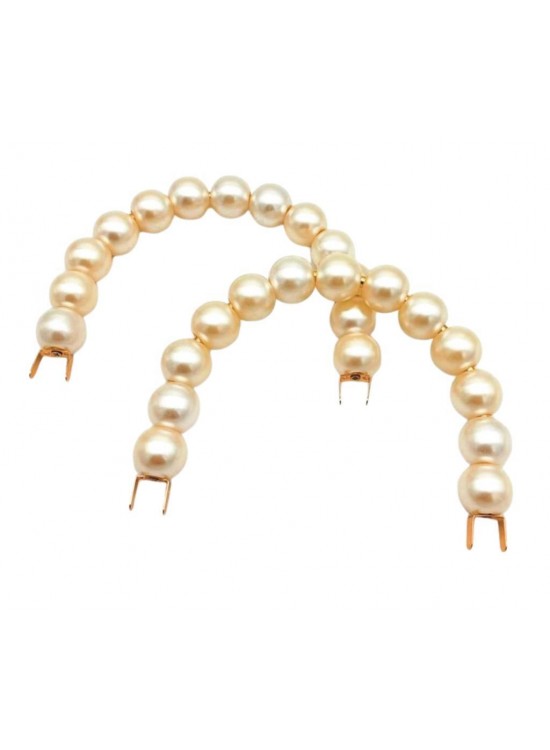 Çanta Aksesuar Kancalı Büyük İncili Çanta Sapı Light Gold Metalli