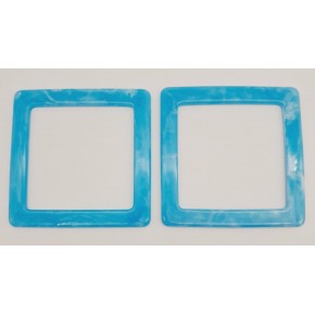 Çanta Aksesuar Kare Akrilik Buz Mavi Renk Mermer Desen Çanta Sapı