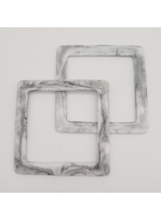 Çanta Aksesuar Kare Akrilik Gri Renk Mermer Desen Çanta Sapı