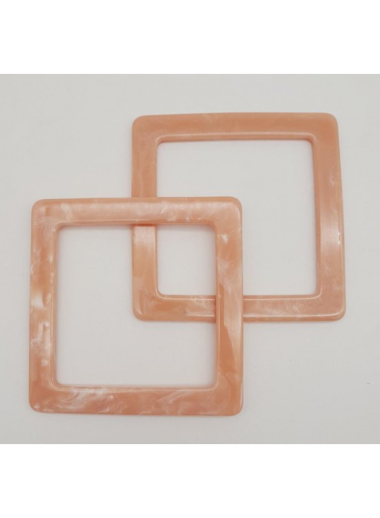 Çanta Aksesuar Kare Akrilik Pudra Renk Mermer Desen Çanta Sapı